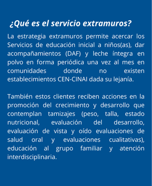 Explicación de acerca del servicio de extramuros del CEN CINAI